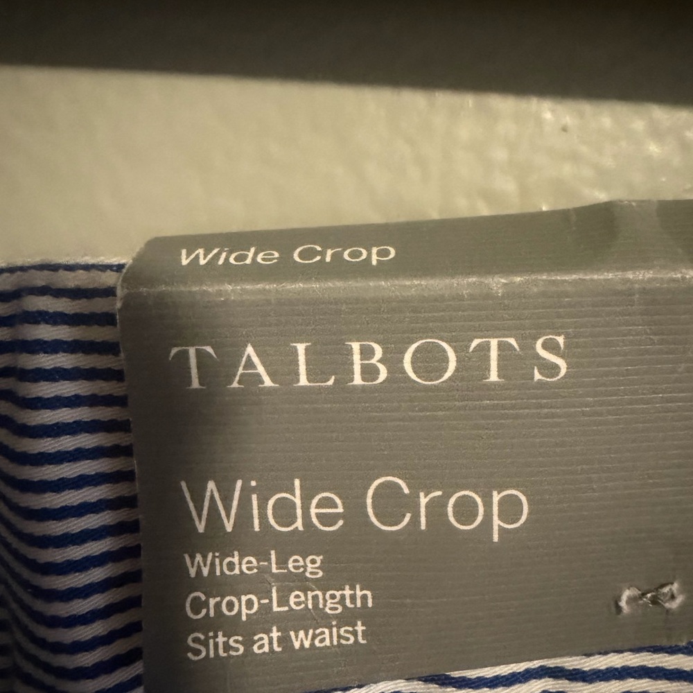 Talbots Blue and White Striped Wide Leg Nautical Crop Pants 16P NWT - Picture 6 of 11